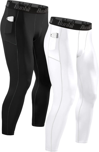 Men's Compression Running Tights - Athletic Workout Leggings for Gym Use