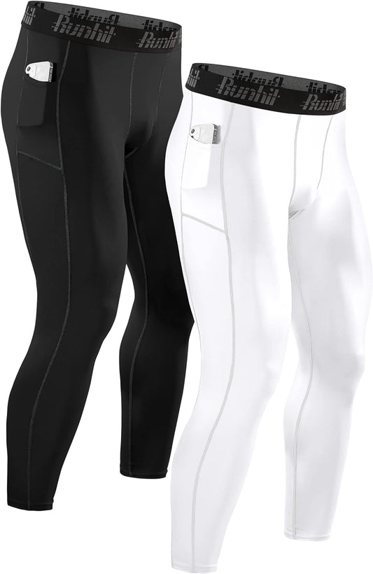 Men's Compression Running Tights - Athletic Workout Leggings for Gym Use