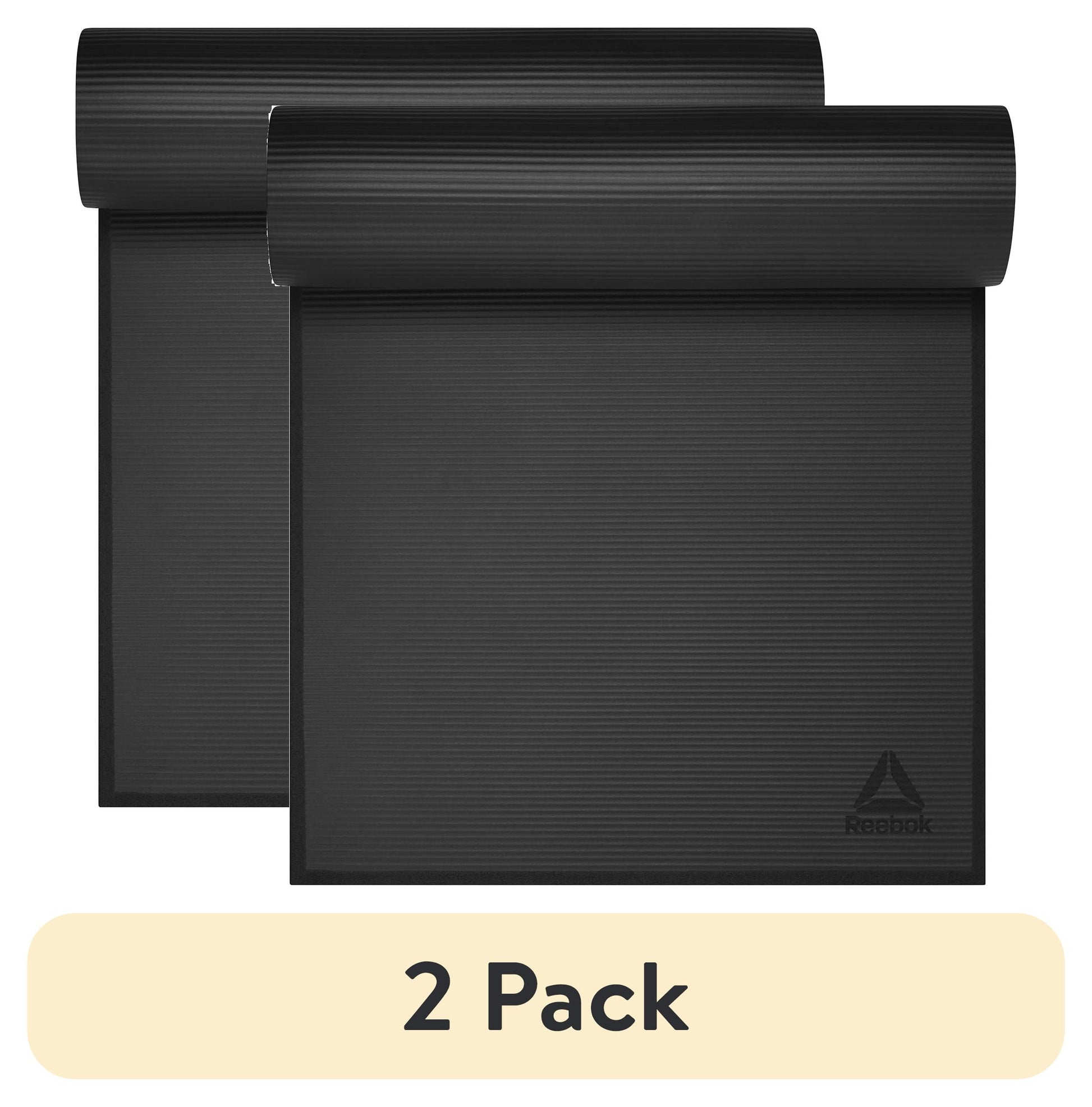 (2 Pack)  Delta Performance Fitness Mat - Black, 72" X 24" X 15Mm