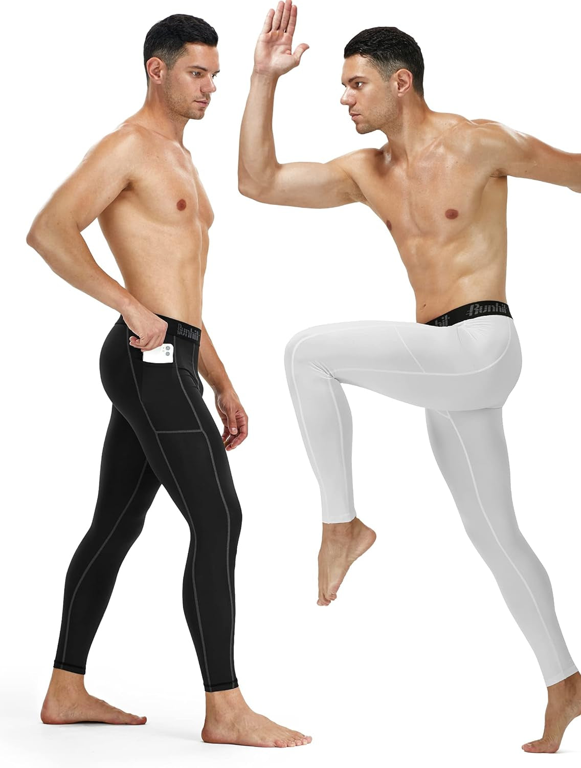 Men's Compression Running Tights - Athletic Workout Leggings for Gym Use