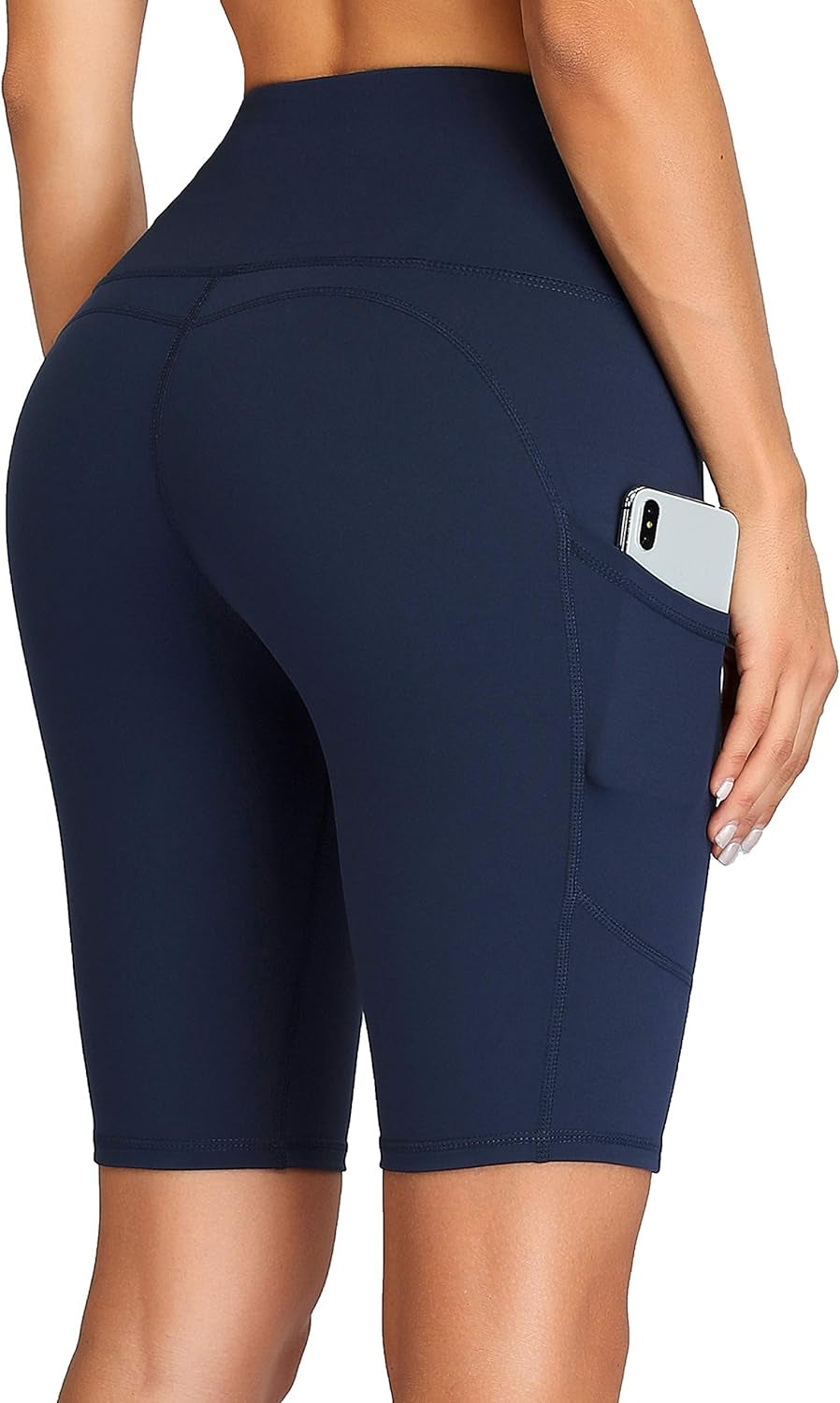 High-Waist Women's Short Yoga Shorts with Side Pockets for Running and Workouts