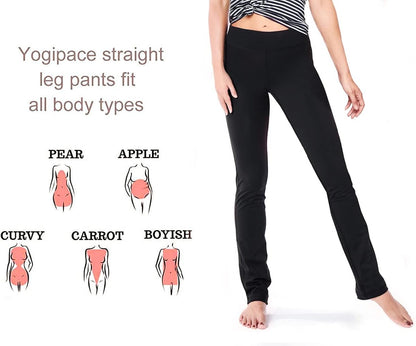 Women's Straight Leg Yoga Pants in Petite, Regular, and Tall Sizes - Slim Fit Stretch Pants for Everyday, Travel, and Casual Wear