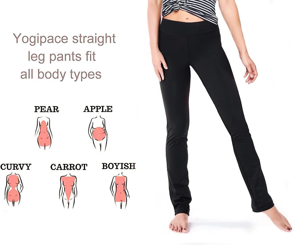 Women's Straight Leg Yoga Pants in Petite, Regular, and Tall Sizes - Slim Fit Stretch Pants for Everyday, Travel, and Casual Wear