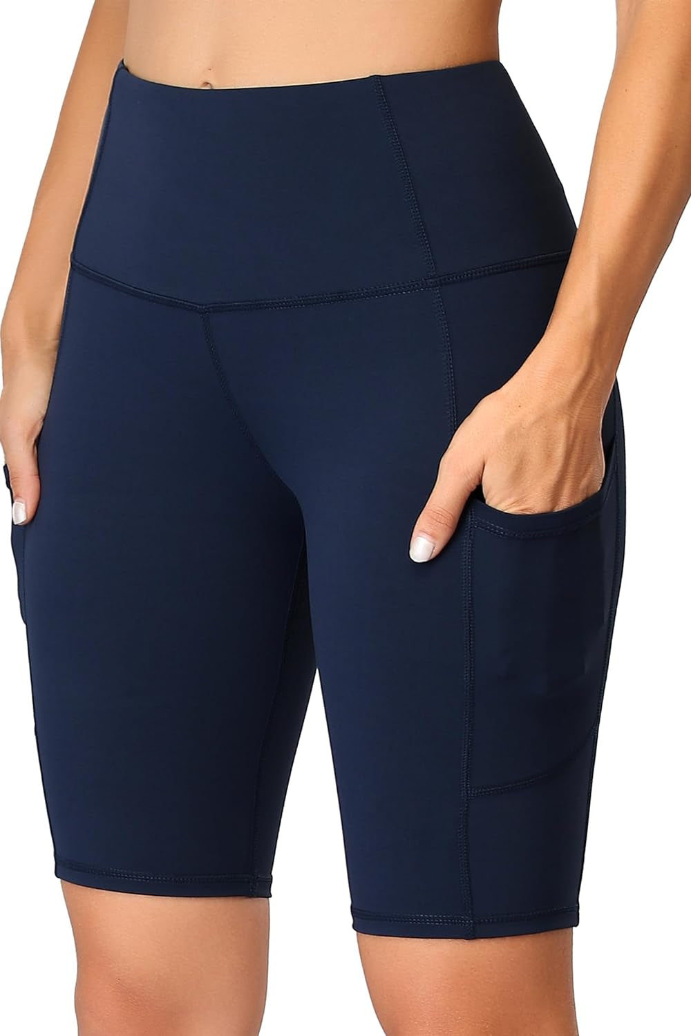 High-Waist Women's Short Yoga Shorts with Side Pockets for Running and Workouts