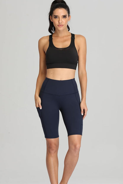 High-Waist Women's Short Yoga Shorts with Side Pockets for Running and Workouts