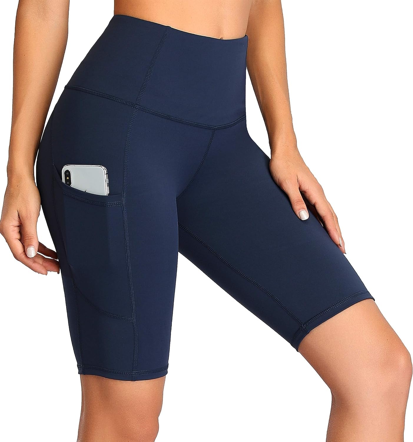 High-Waist Women's Short Yoga Shorts with Side Pockets for Running and Workouts