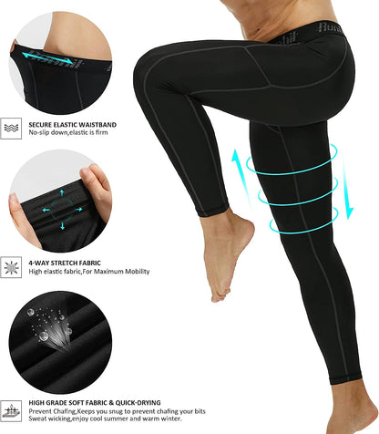 Men's Compression Running Tights - Athletic Workout Leggings for Gym Use