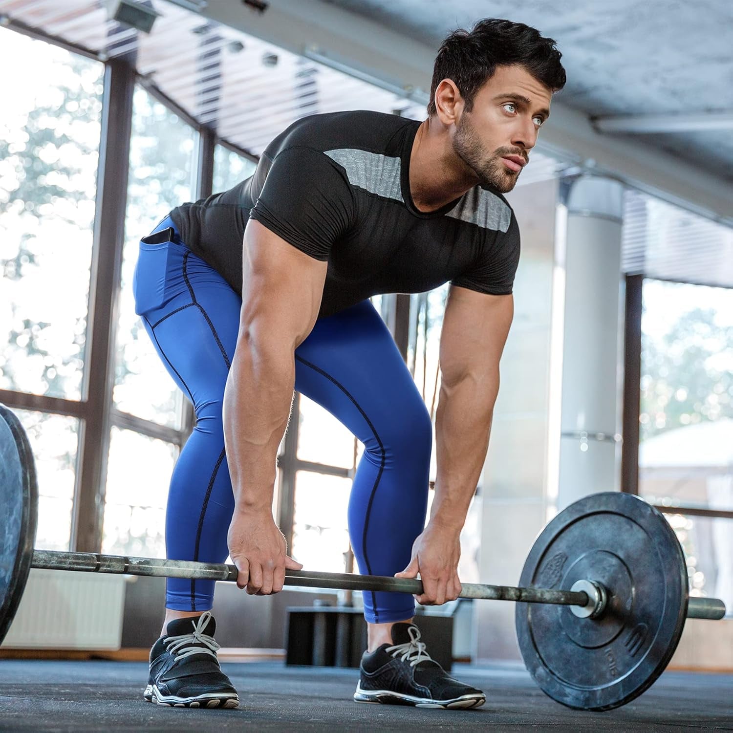 Men's Compression Running Tights - Athletic Workout Leggings for Gym Use